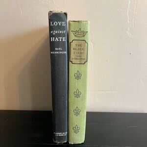 Two vintage books used for decor